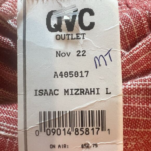 NWT Isaac Mizrahi Linen Wide Leg Pants Red Stripe Pull-On M Tall Summer - Picture 11 of 11